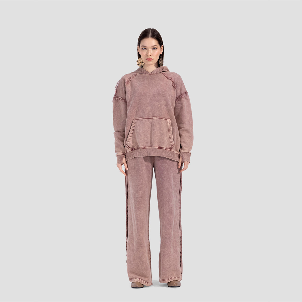 Washed light burgundy pants
