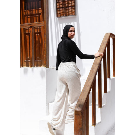 MARWA EL EZABY BOUTIQUE - Stripe pants Off white
