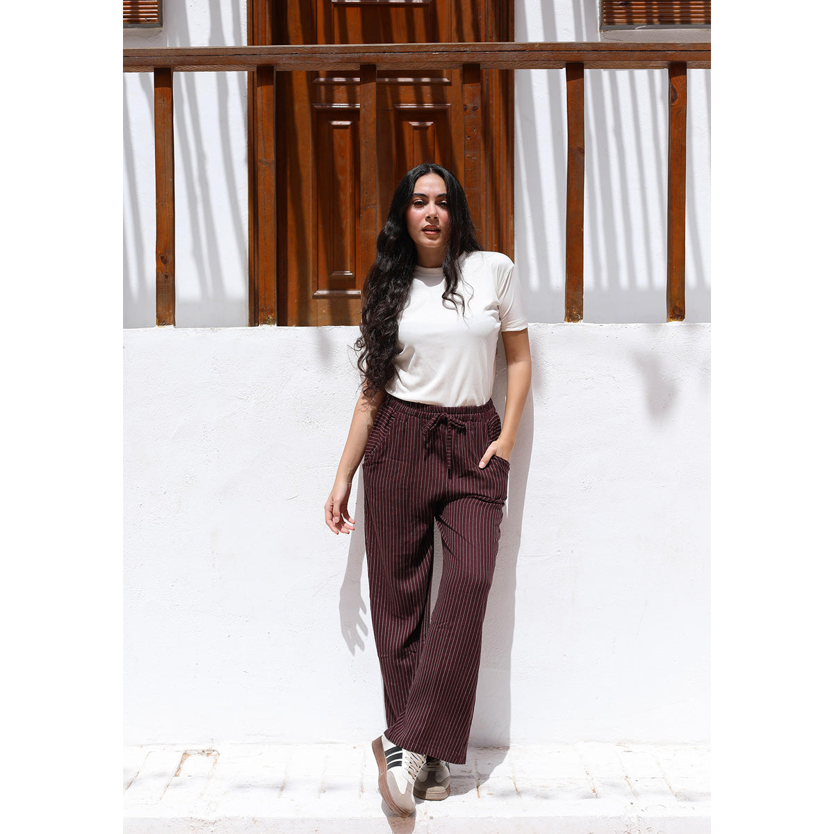 MARWA EL EZABY BOUTIQUE - Stripe pants Burgundy