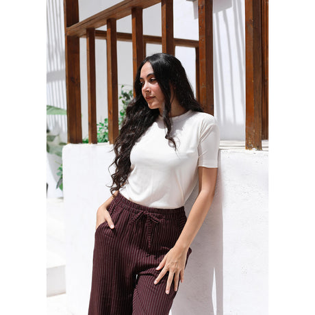 MARWA EL EZABY BOUTIQUE - Stripe pants Burgundy