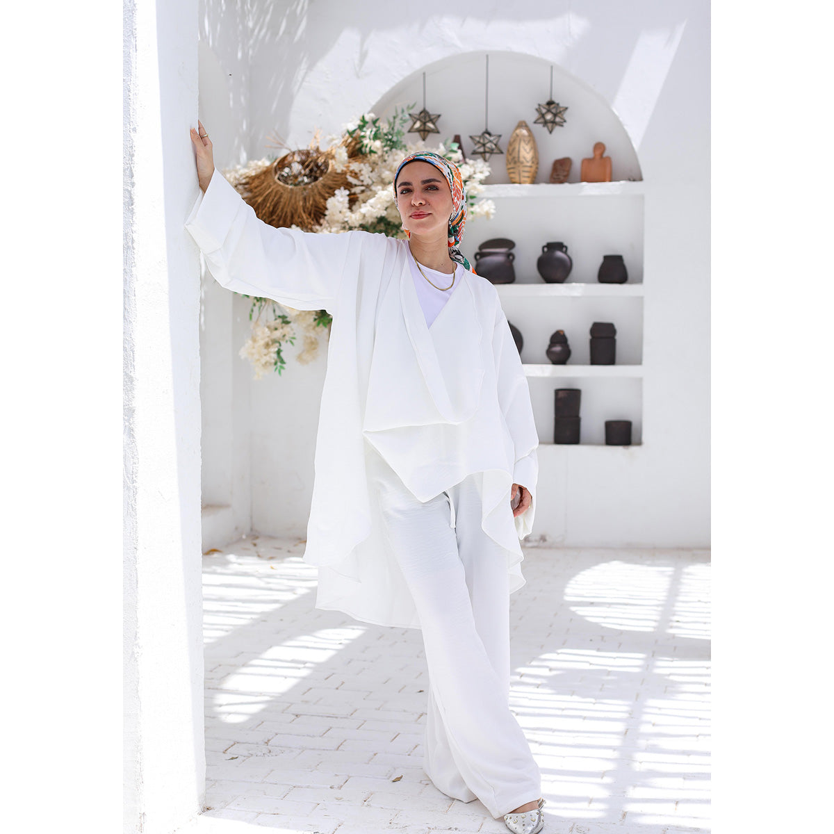 MARWA EL EZABY BOUTIQUE - linen pants White