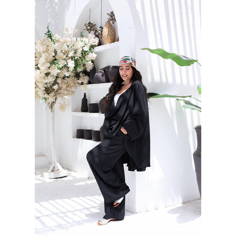 MARWA EL EZABY BOUTIQUE - linen pants Black