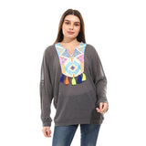 Champs Land - knitted Arabian style aplique sweatshirt-Grey