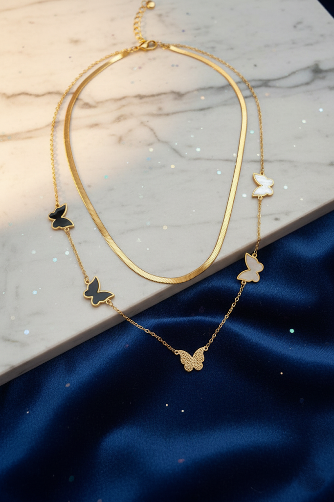 Women's Necklace Double Layer Butterfly Elegant