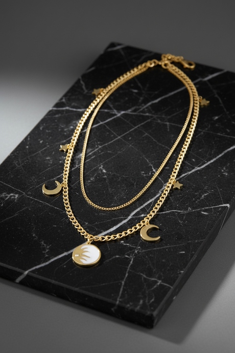 Women’s Necklace Layered Star Moon Sun Pendants