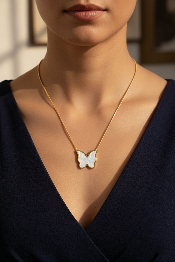 Women’s Necklace Shell Butterfly Pendant - Elegant