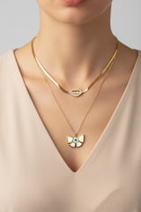 Women’s Necklace Layered Eye Charm - Elegant Look