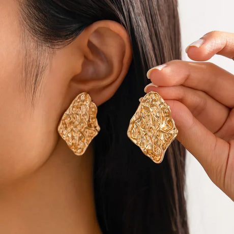 Gold Textured Earrings