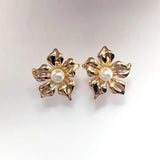 Gold Embossed Round Earrings