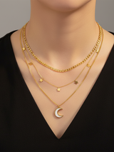 Women’s Necklace Layered Moon and Stars Design