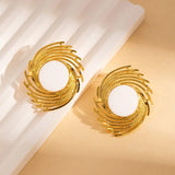 Gold Circular Earrings with Pearl