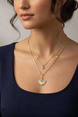 Women’s Necklace Double Layer Blue Eye Charm – Elegant Touch