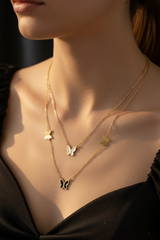 Women’s Necklace Double Layer Colorful Butterfly Charms