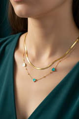 Women’s Necklace Flat Layered Heart Charm - Elegant