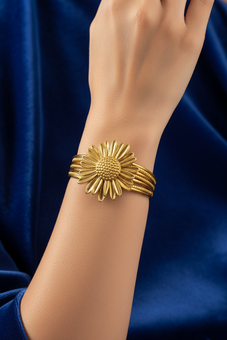 Sunflower Design Plated Metal Bracelet
