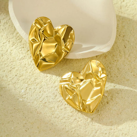 Textured Heart Earrings