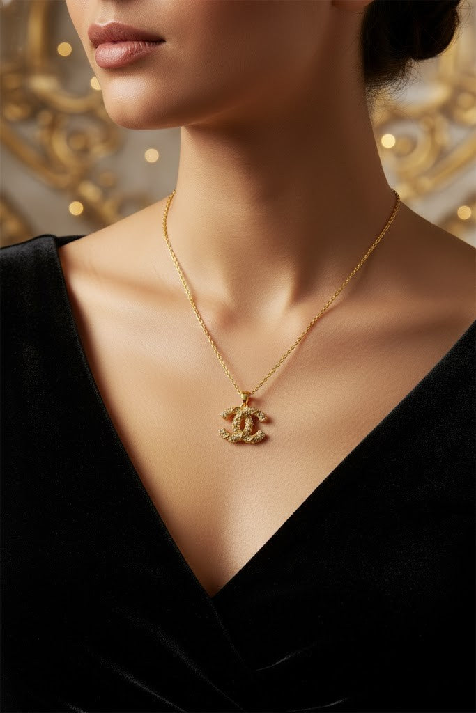 Women’s Necklace Crystal Cross Letter Pendant Elegant