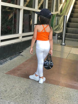 Rokido - White cutting pants with orange halter top
