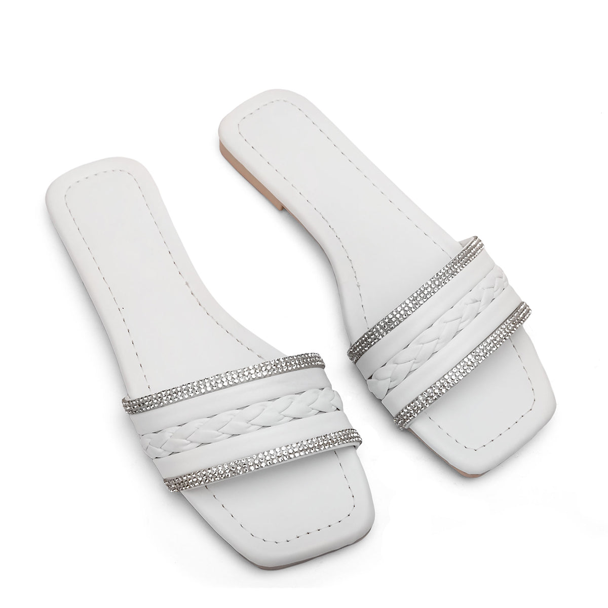 v branda - Slipper Leather With Glitter - women