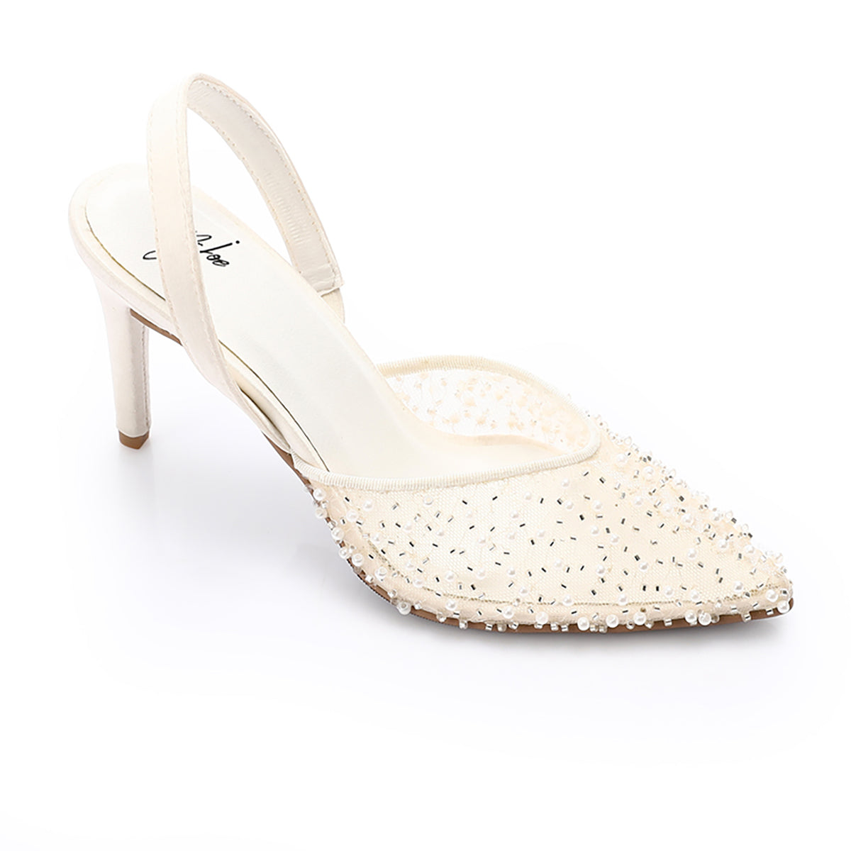 Mr Joe - Elegant Rhinestones -Embellished Mesh Slingback Heels For Women