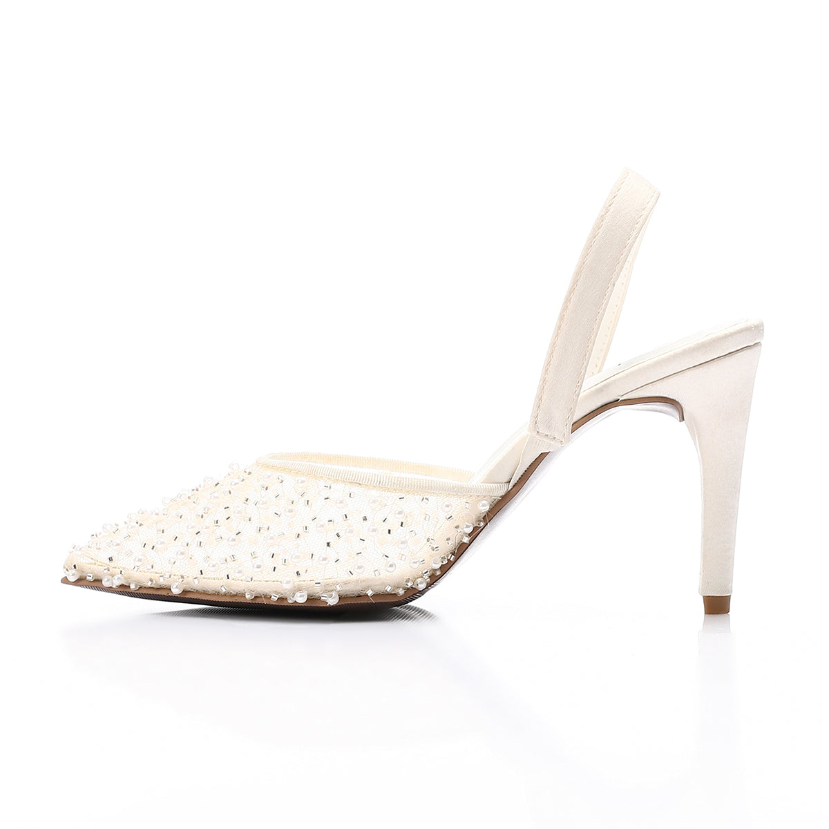 Mr Joe - Elegant Rhinestones -Embellished Mesh Slingback Heels For Women