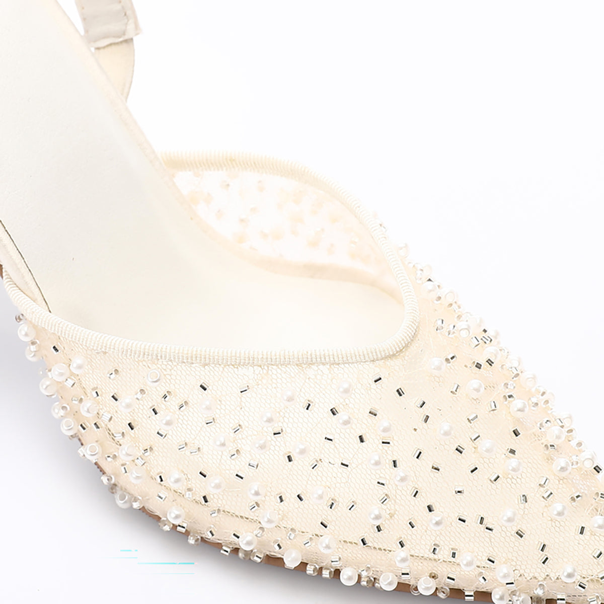 Mr Joe - Elegant Rhinestones -Embellished Mesh Slingback Heels For Women