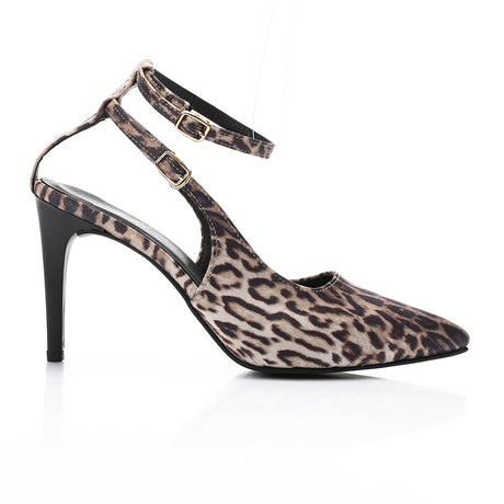 Mr Joe - Leopard Print Stiletto Heel Pumps with Double Ankle Straps For Women