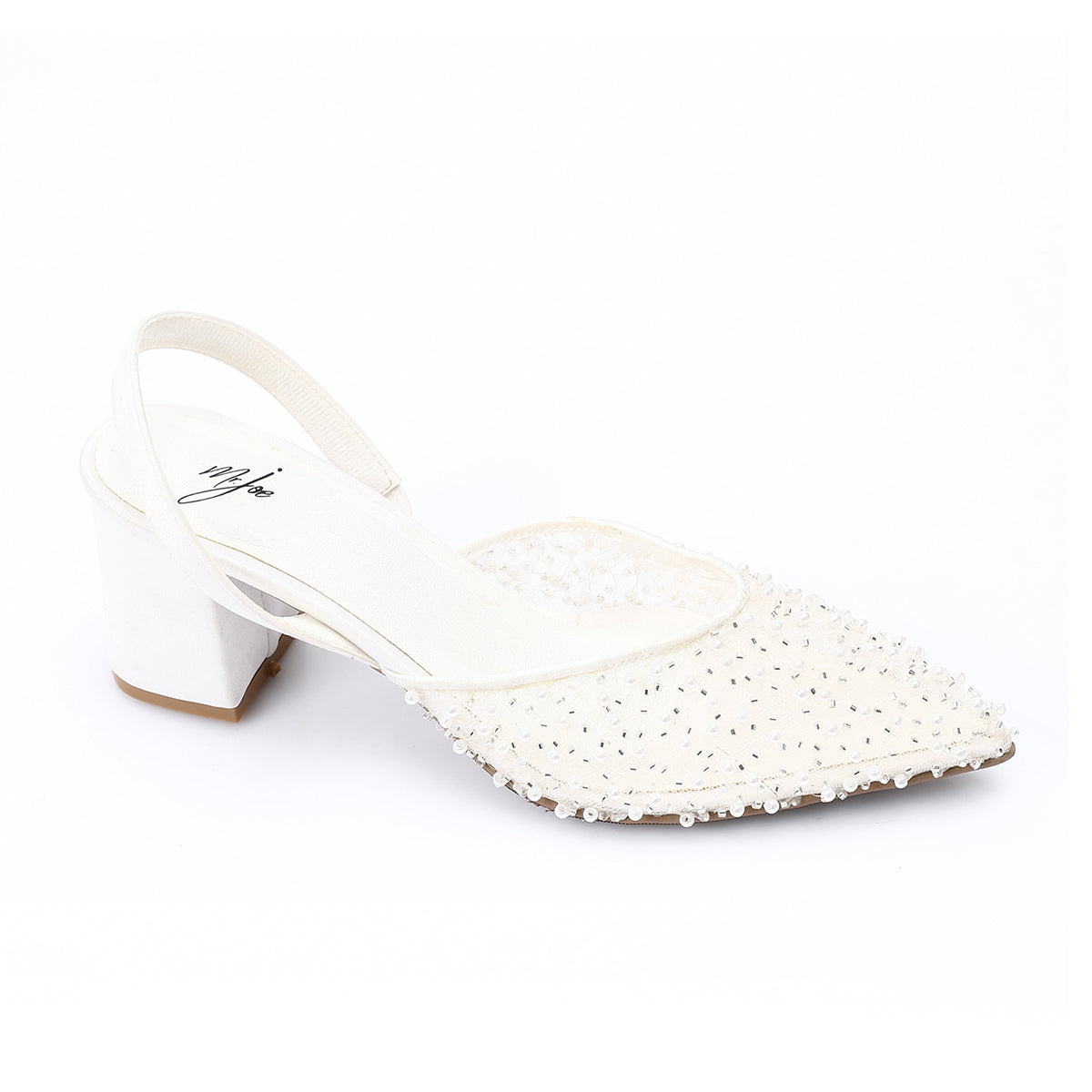 Mr Joe -  Elegant Rhinestones -Embellished Mesh Slingback Heels