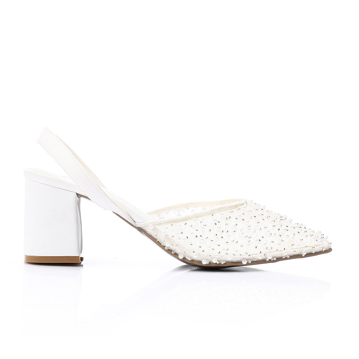 Mr Joe -  Elegant Rhinestones -Embellished Mesh Slingback Heels