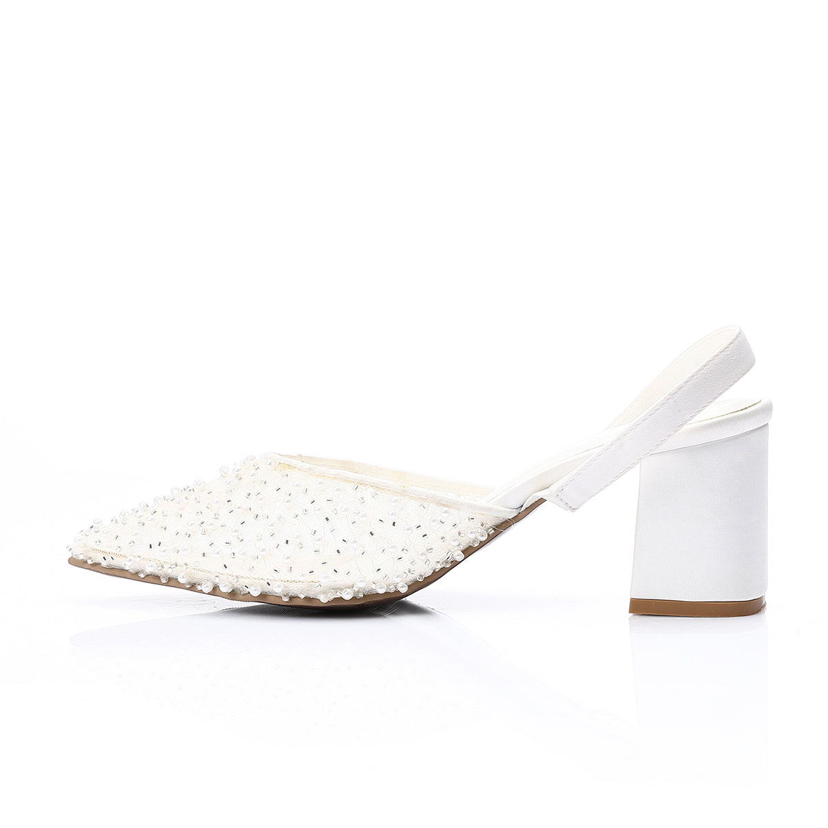 Mr Joe -  Elegant Rhinestones -Embellished Mesh Slingback Heels