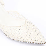 Mr Joe -  Elegant Rhinestones -Embellished Mesh Slingback Heels