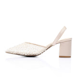 Mr Joe -  Elegant Rhinestones -Embellished Mesh Slingback Heels