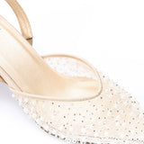 Mr Joe -  Elegant Rhinestones -Embellished Mesh Slingback Heels