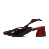 Mr Joe - Burgundy Patent Verne Women's Pointed Toe Block Heel