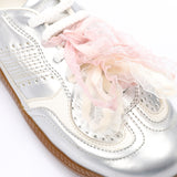 Mr Joe - faux Leather Sneaker with Lace & Decorative Organza Ribbon