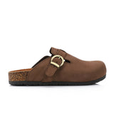 Mr Joe -  Suede Clog Sandals with Buckle