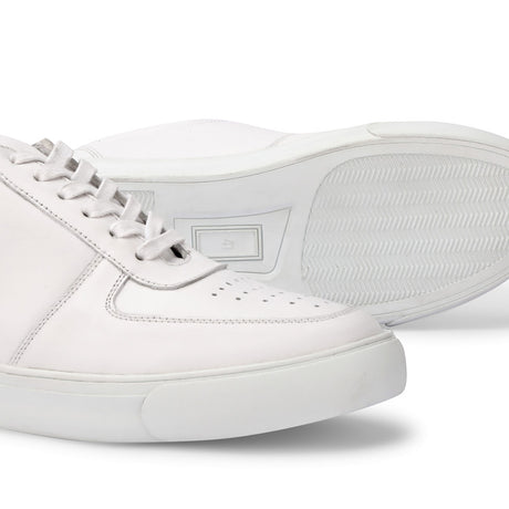 Brio - Men’s White Sneakers with Grey Mesh Panels