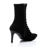 Mr Joe - Lace Up And Zipper Closure Pointed Toecap Ankle Boots
