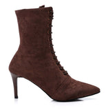 Mr Joe - Lace Up And Zipper Closure Pointed Toecap Ankle Boots