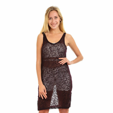 Red circle -  Side Slits Sleeveless Knitted Cover up