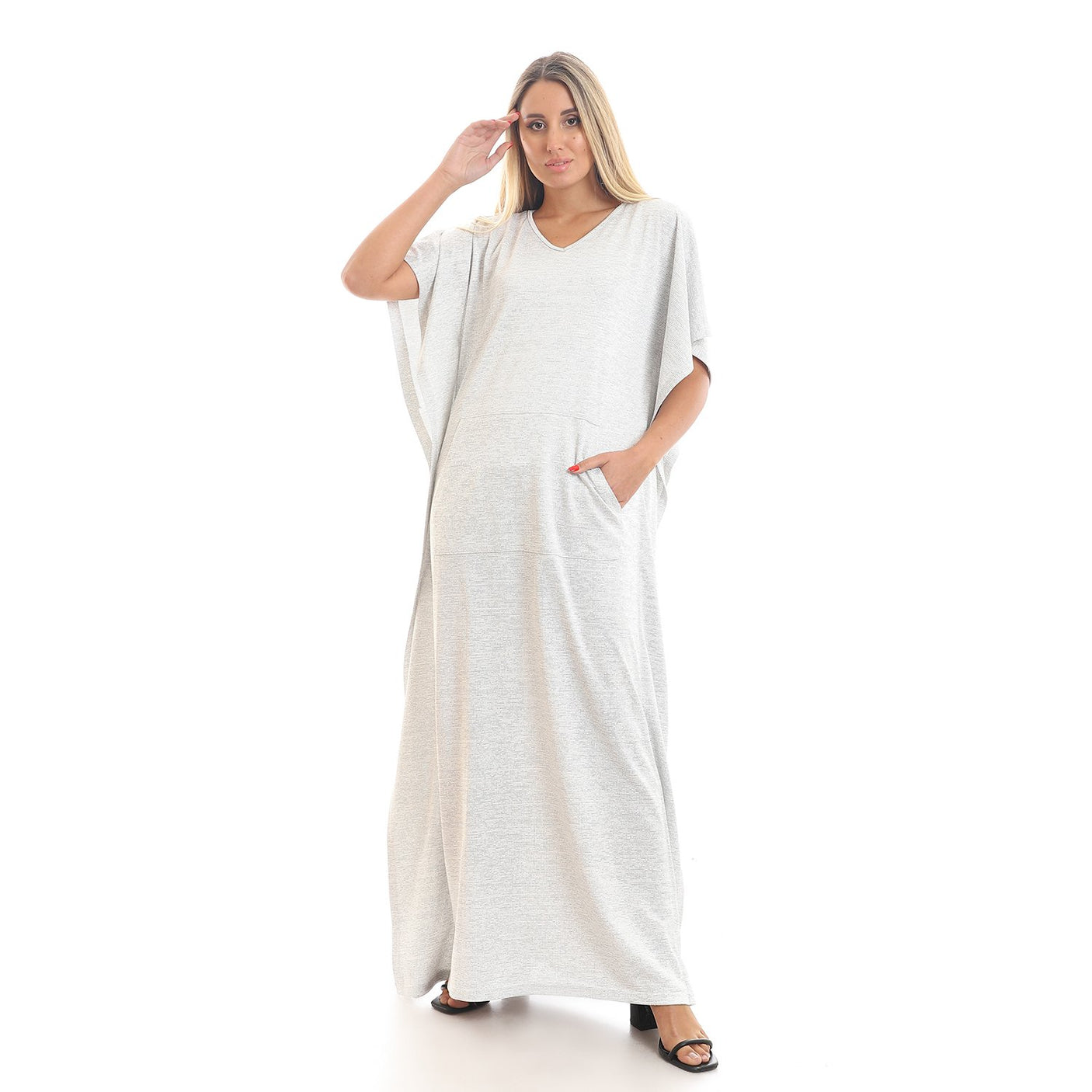 Red circle -  Wide Sleeves V Neck Slip On Kaftan