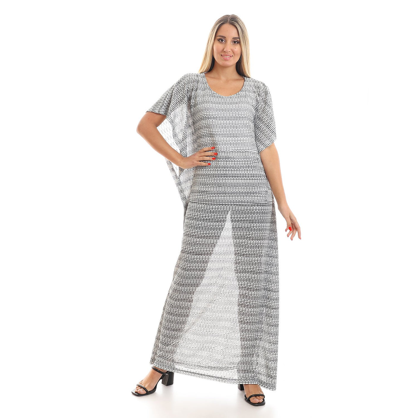 Red circle -  Wide Sleeves V Neck Slip On Kaftan