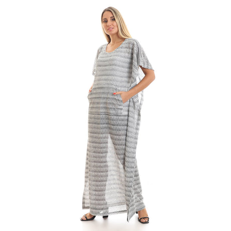 Red circle -  Wide Sleeves V Neck Slip On Kaftan