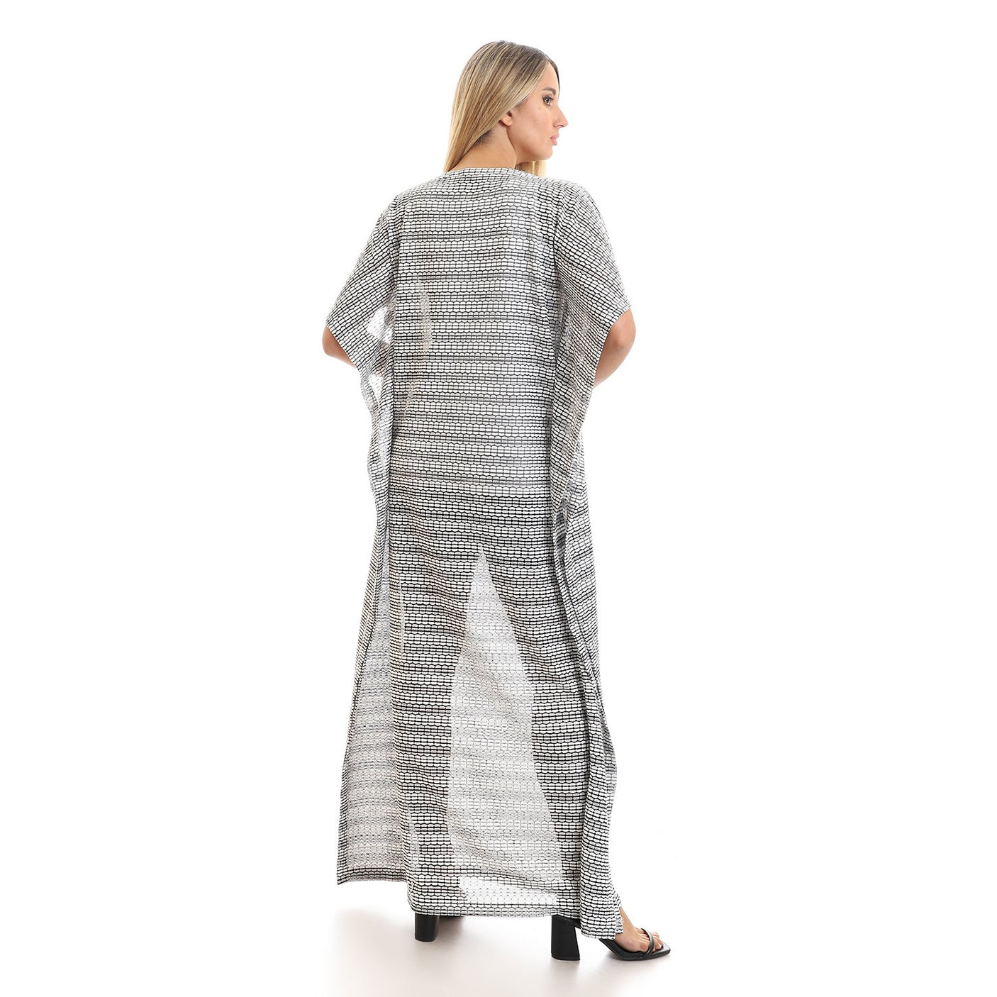 Red circle -  Wide Sleeves V Neck Slip On Kaftan