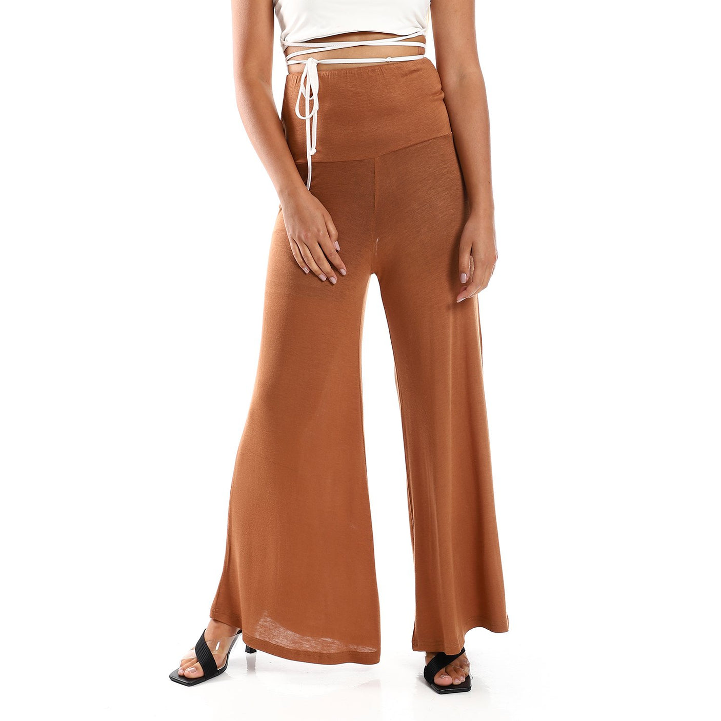 Red circle -  Solid Pattern Flare Fit Pants