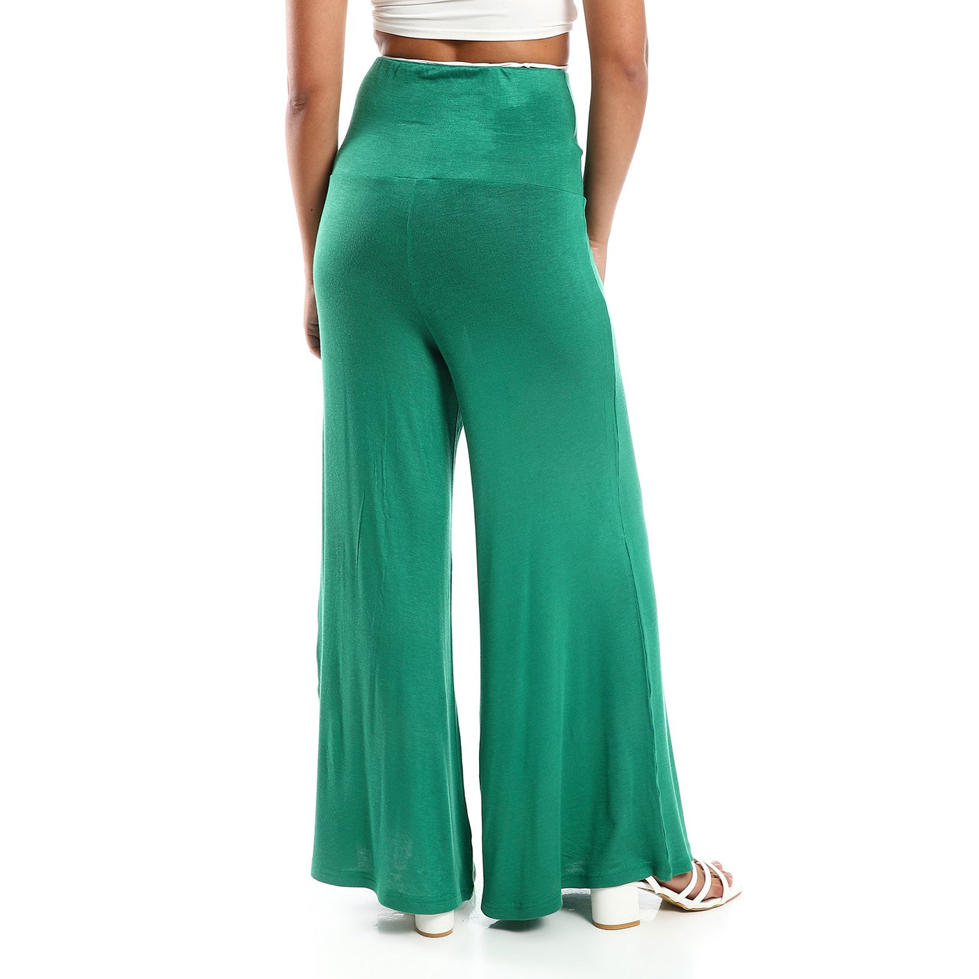 Red circle -  Solid Pattern Flare Fit Pants