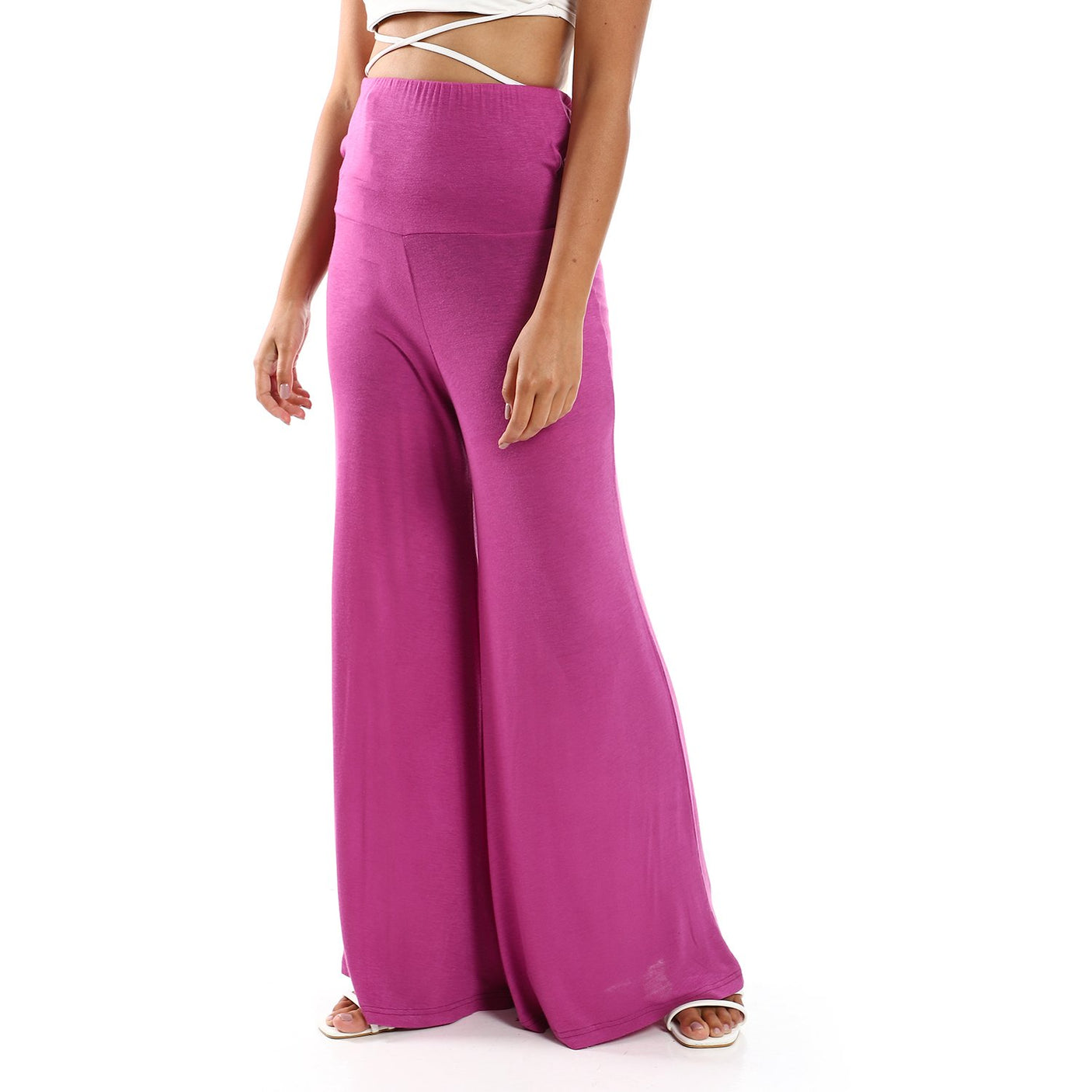 Red circle -  Solid Pattern Flare Fit Pants