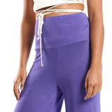 Red circle -  Solid Pattern Flare Fit Pants
