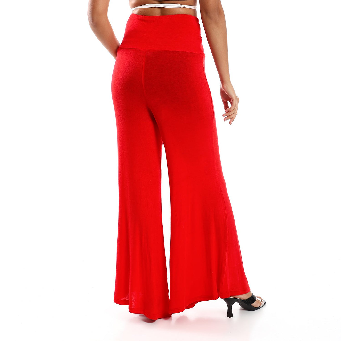 Red circle -  Solid Pattern Flare Fit Pants