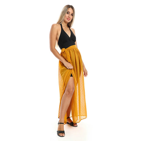 Red circle -  - Wrapped Up Self Stitches Cover-Up - Mustard